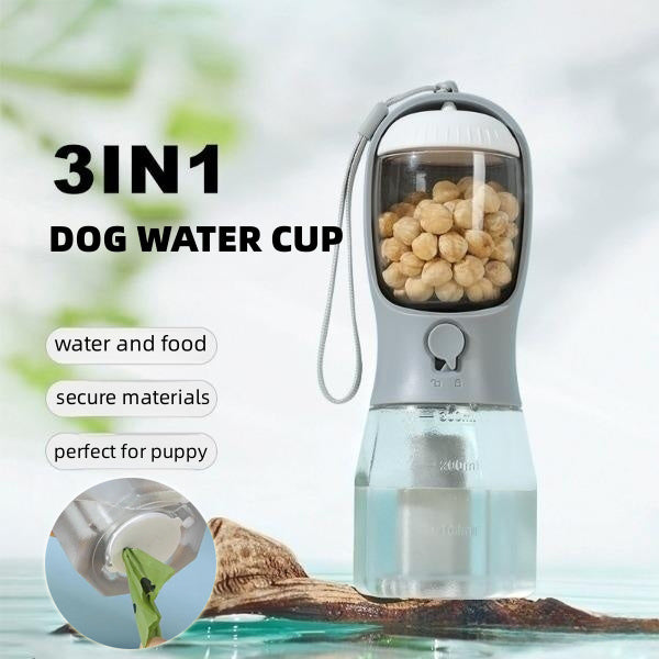 3-in-1 Pet Feeder – Portable Food, Water & Waste Bag Dispenser for Your Pet – Made with FDA-Approved PC Material