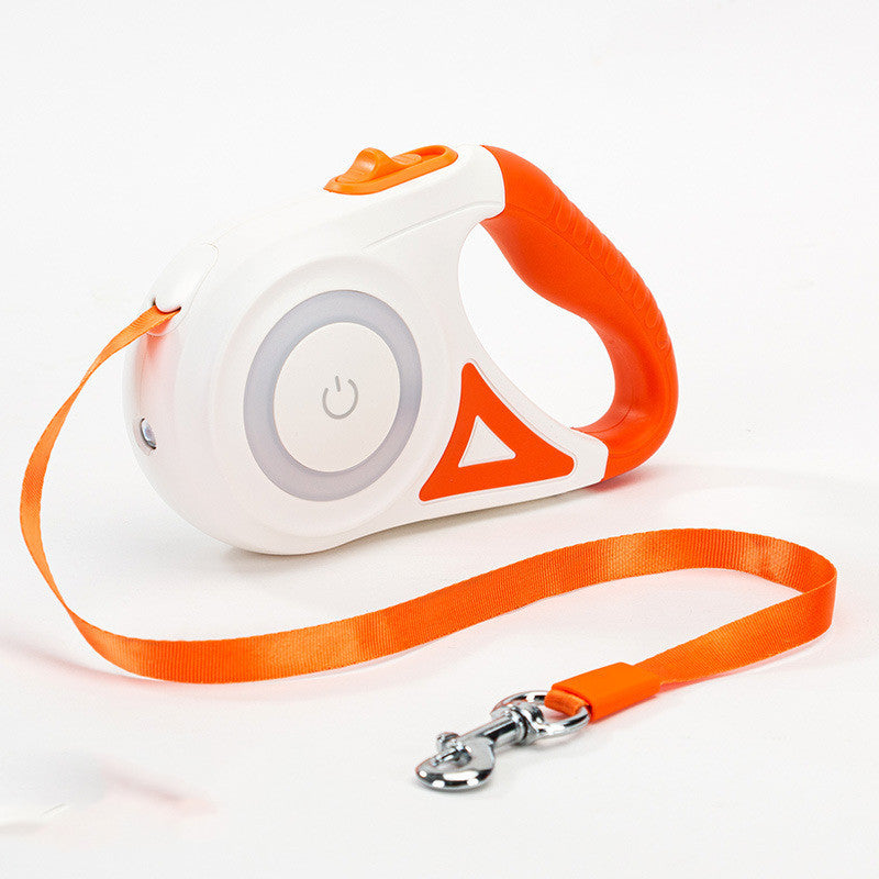 2-in-1 Retractable Dog Leash with Collar - Spotlight for Night Walks