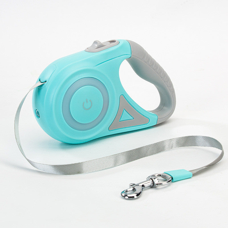 2-in-1 Retractable Dog Leash with Collar - Spotlight for Night Walks