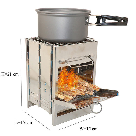 Portable Wood Burning Stove – Foldable & Windproof Outdoor Cooker