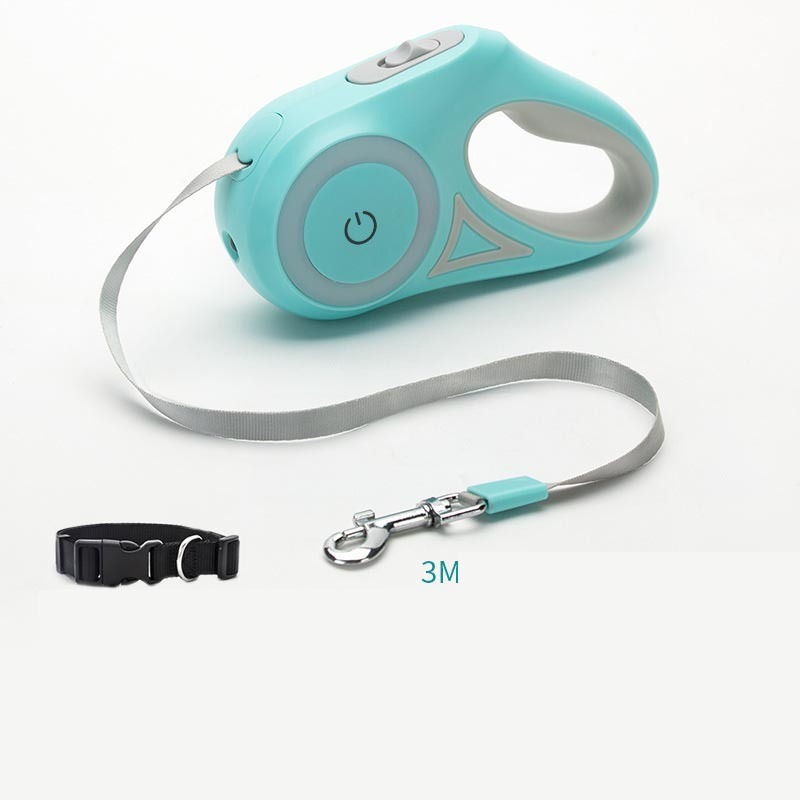2-in-1 Retractable Dog Leash with Collar - Spotlight for Night Walks