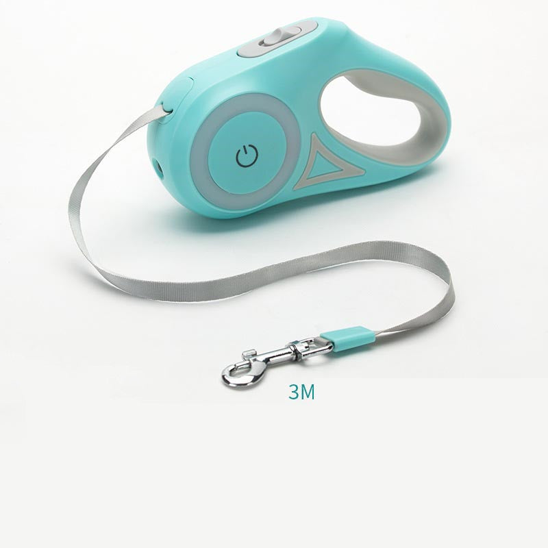 2-in-1 Retractable Dog Leash with Collar - Spotlight for Night Walks