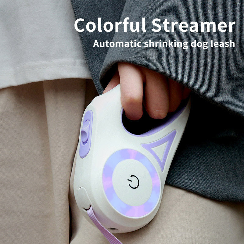 2-in-1 Retractable Dog Leash with Collar - Spotlight for Night Walks