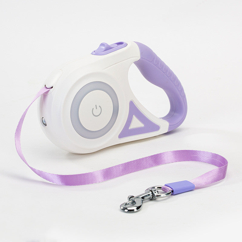2-in-1 Retractable Dog Leash with Collar - Spotlight for Night Walks