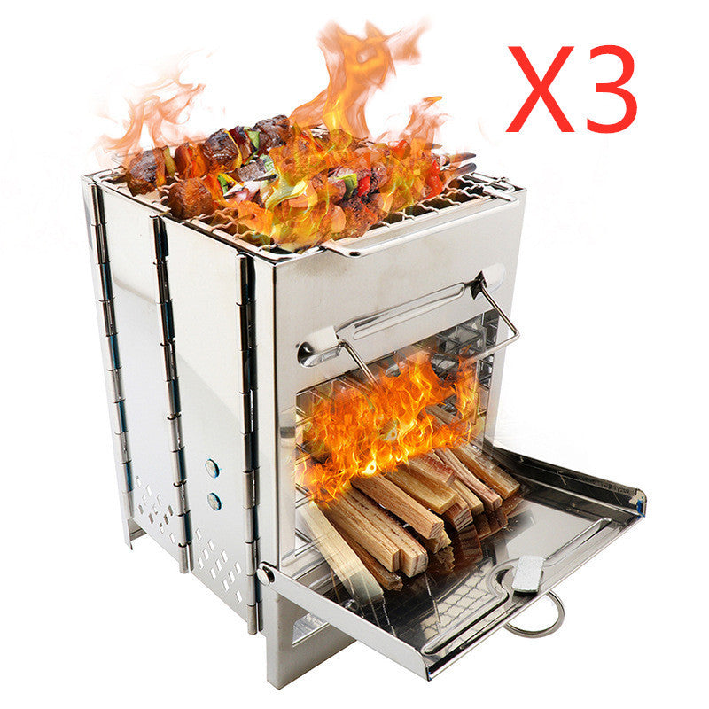 Portable Wood Burning Stove – Foldable & Windproof Outdoor Cooker